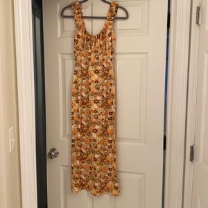Pink Lily Floral Maxi Dress - Orange and Brown